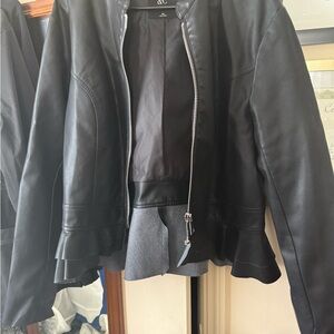 New York & Company Faux Leather Peplum Jacket
